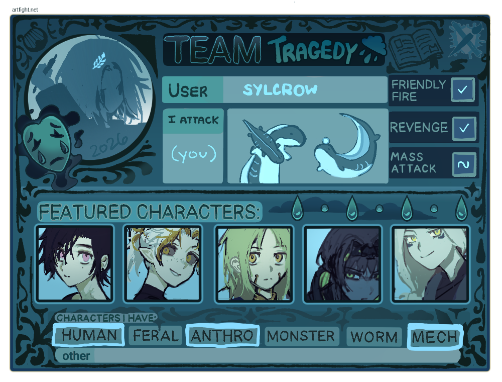 artfight 2026 team tragedy user card